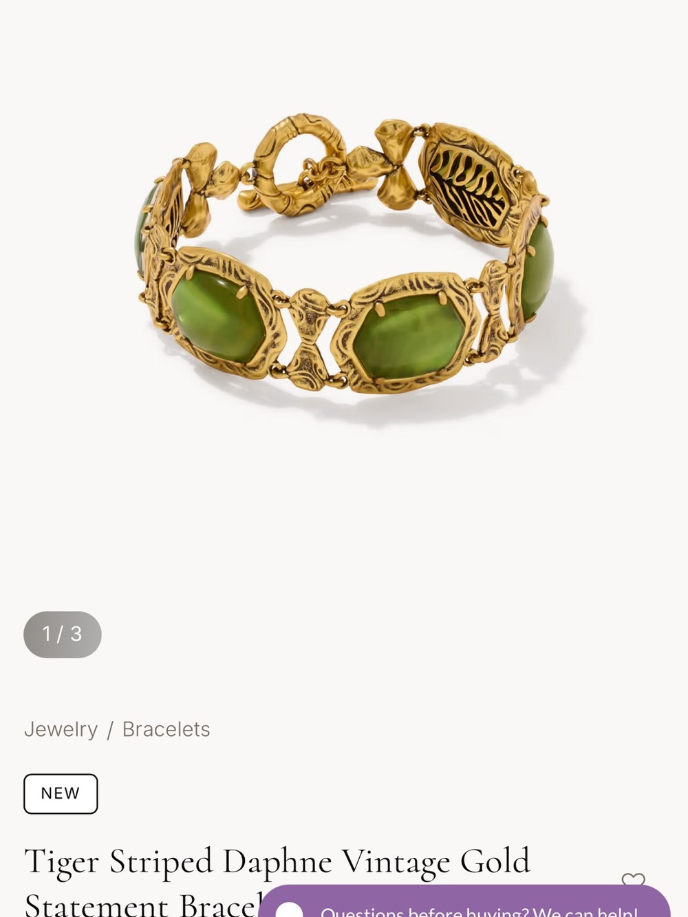 Kendra Scott Gold Bracelet with Green Cabochons